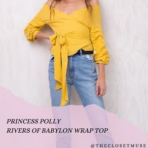 Princess Polly Yellow Wrap Top Size 10